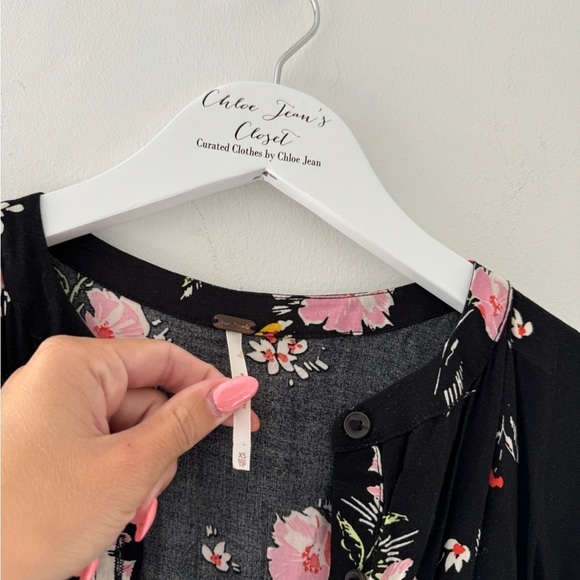 FREE PEOPLE Black The Greatest Day Smocked Mini Dress XS - Picture 3 of 7